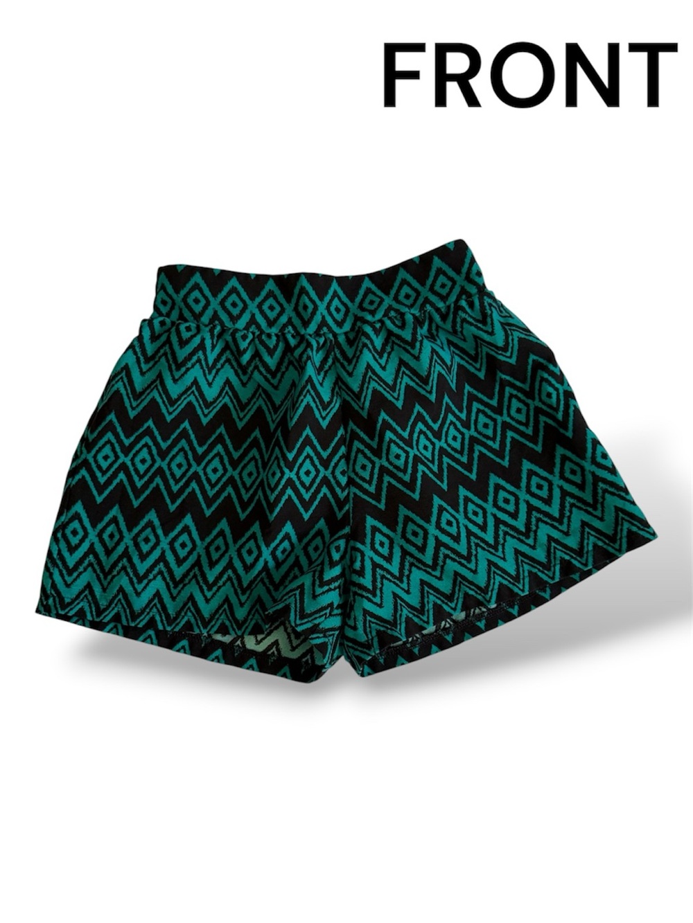 Lily Bleu Teal & Black Geometric Girl Shorts